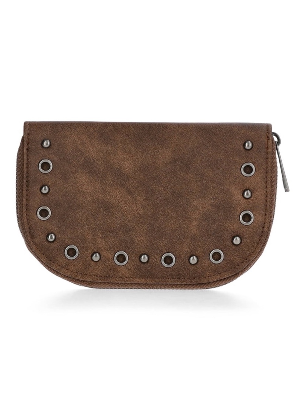 Women’s Fashion Moto Rounded Wallet Brown Purse